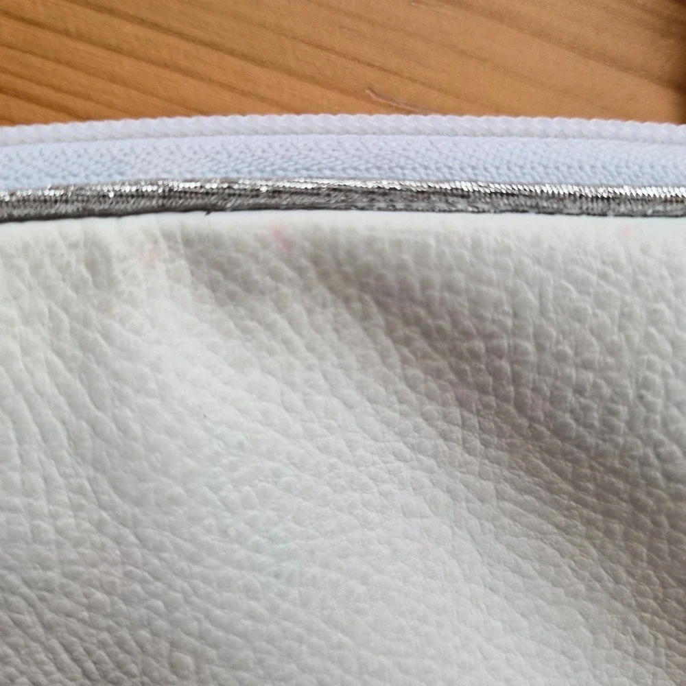 Blue Glitter Whale Shaker Cosmetic Bag White Faux Leather Star Print Pouch Beach
